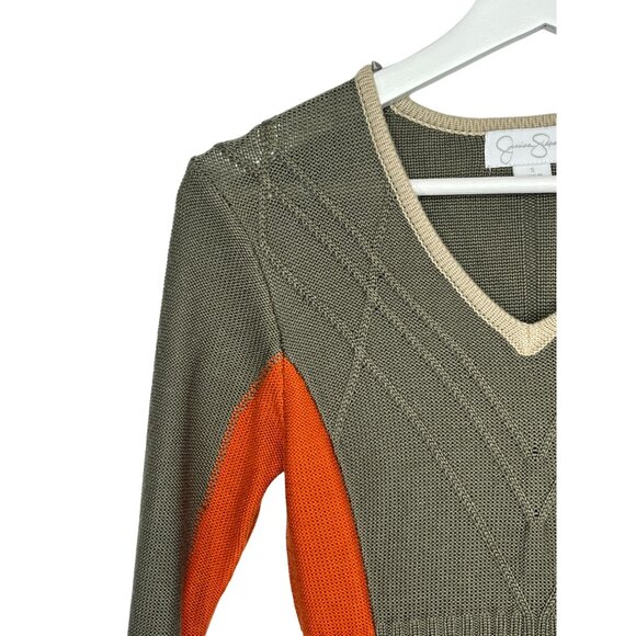 Jessica Simpson Colorblock Knit Sweater Dress Green Orange Size Small - Picture 5 of 14